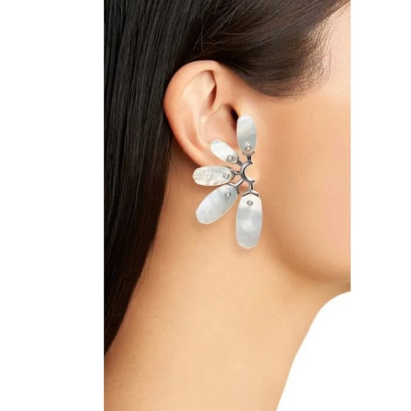 NWT Kendra Scott Ashlyn Ivory Mother Of Pearl Statement Earrings 14K Gold Plated - Picture 11 of 11